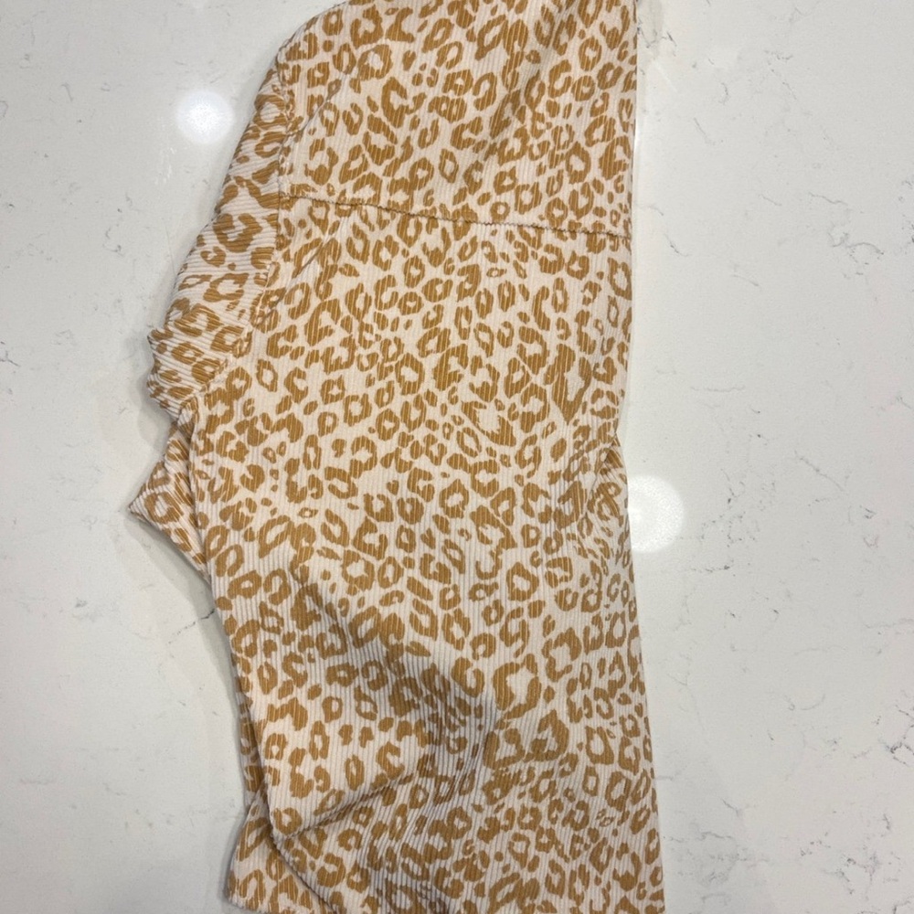 Leopard Print Button-Front Shacket - Cream & Tan - image 4